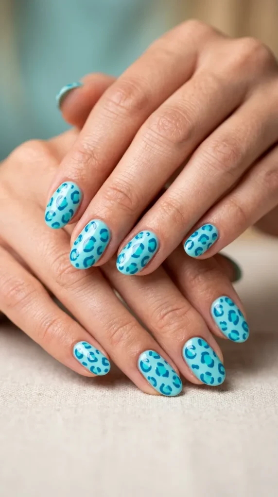 Aqua Blue Leopard Spots