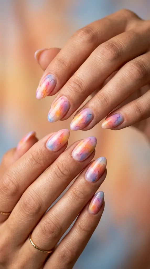 Artistic Watercolor Summer Nail Designs