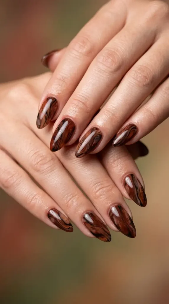 Auburn Marble Nails