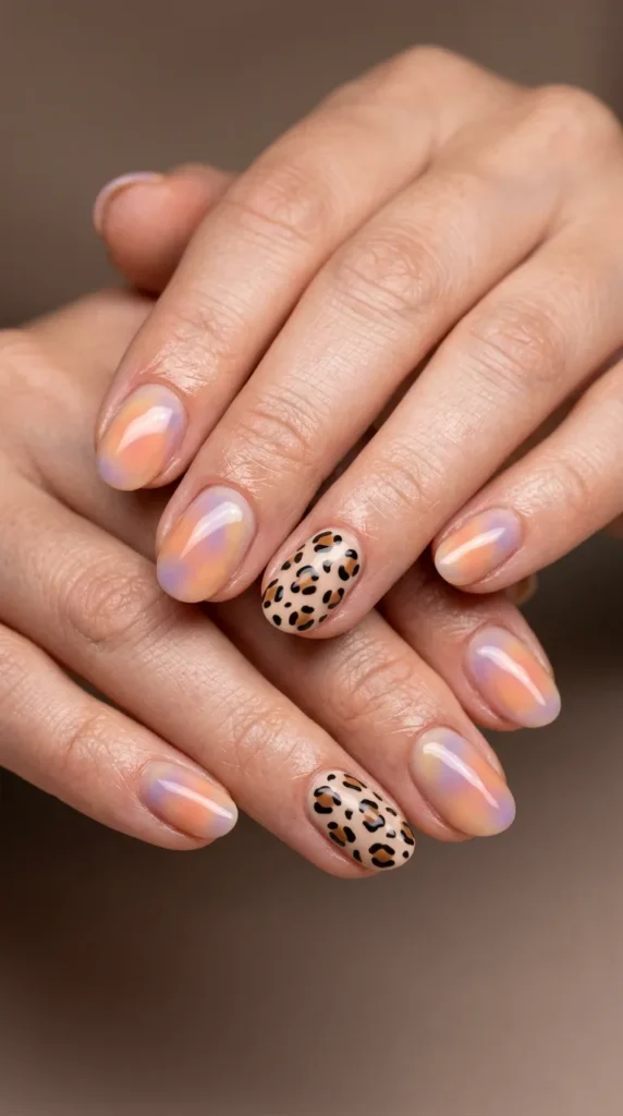 Aura Leopard Accent Nails