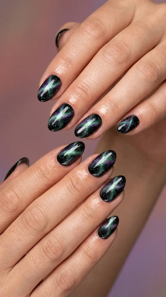 Aurora Borealis Glitter Nails