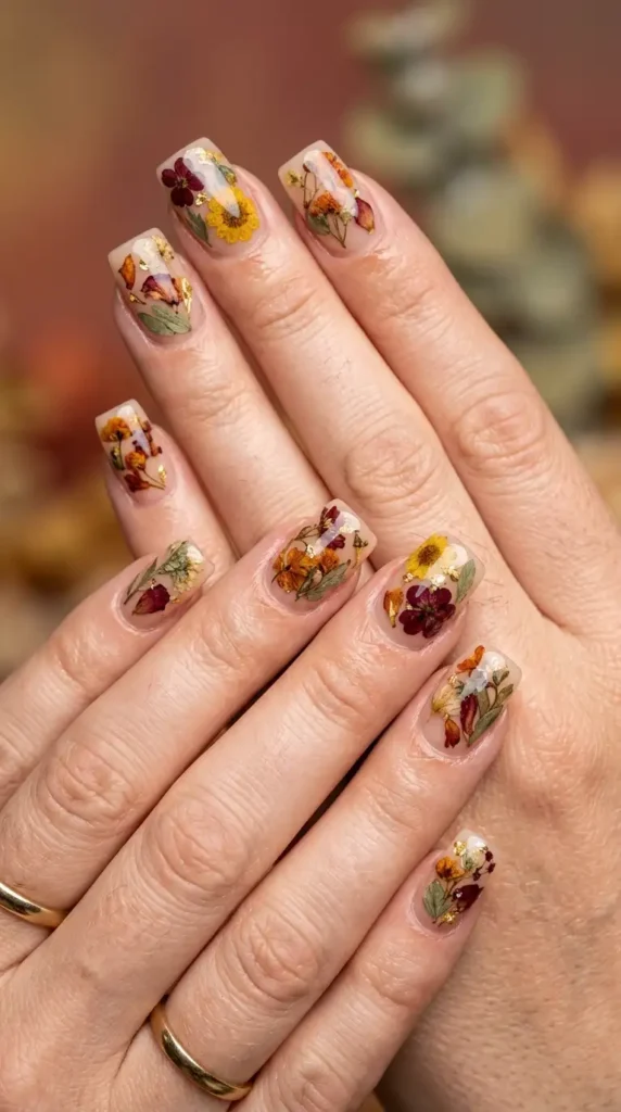 Autumn Bloom Floral Nails