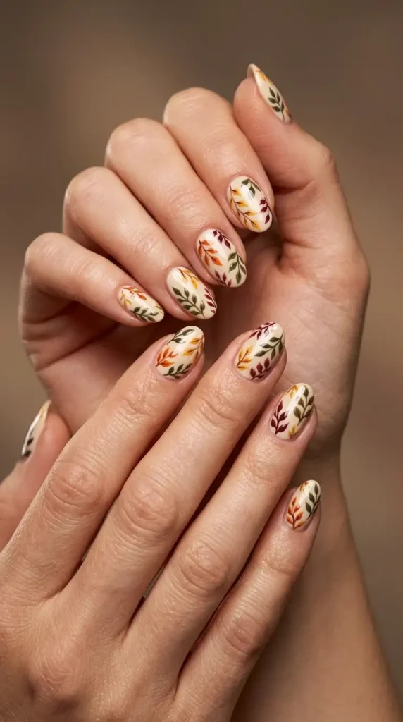 Autumn Botanical Nails