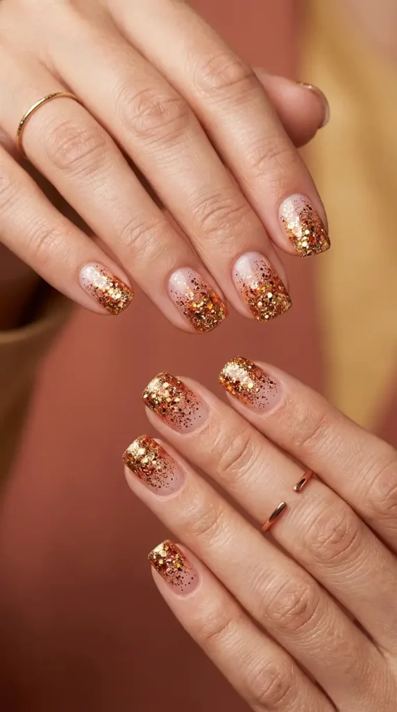 Autumn Confetti Glitter Nails