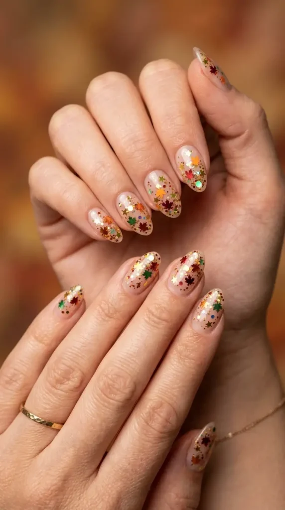 Autumn Confetti Nails