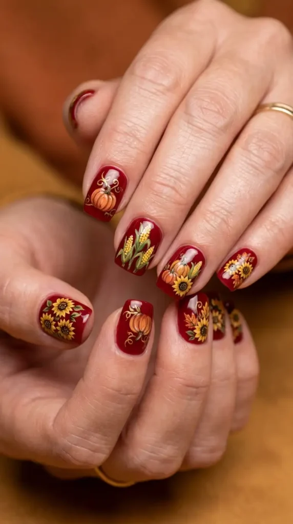 Autumn Harvest Red Nail Set
