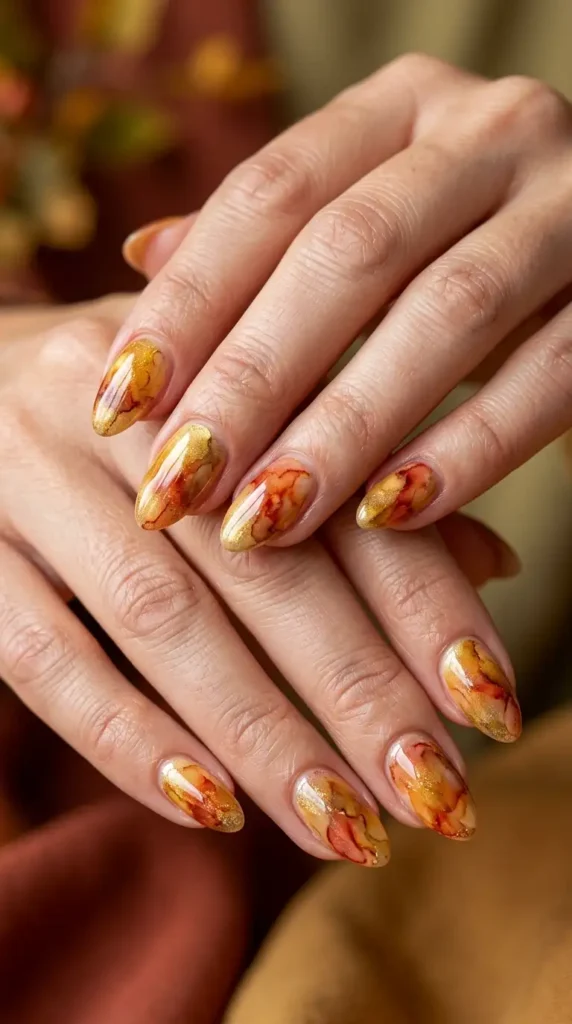 Autumn Watercolor Nails