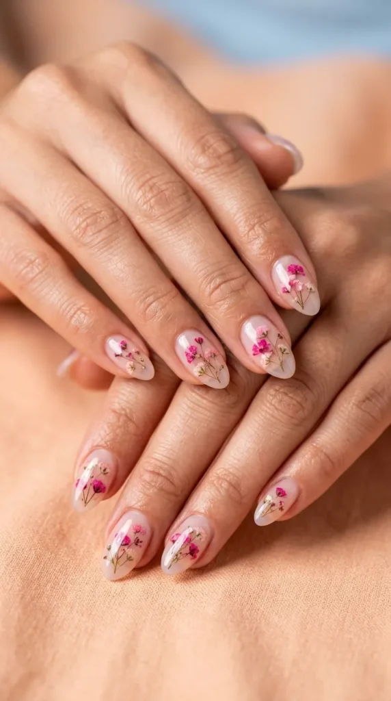 Baby Blue Floral Nails