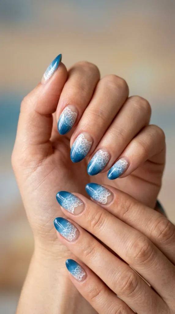Beach foam gradient nails