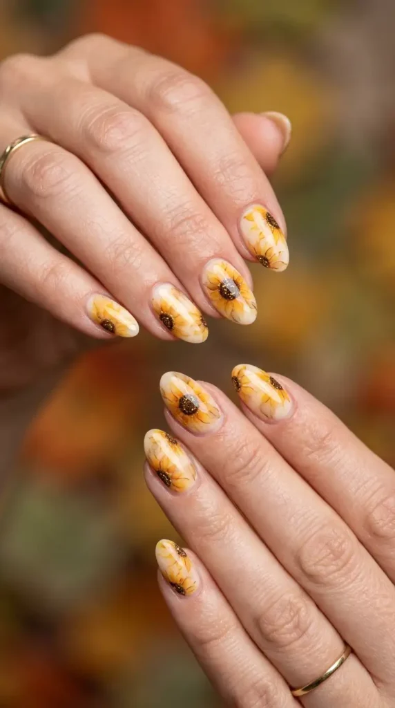 Blooming Gel Sunflower Nails (Trending)