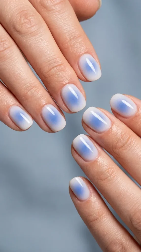 Blue Aura Gradient Nails
