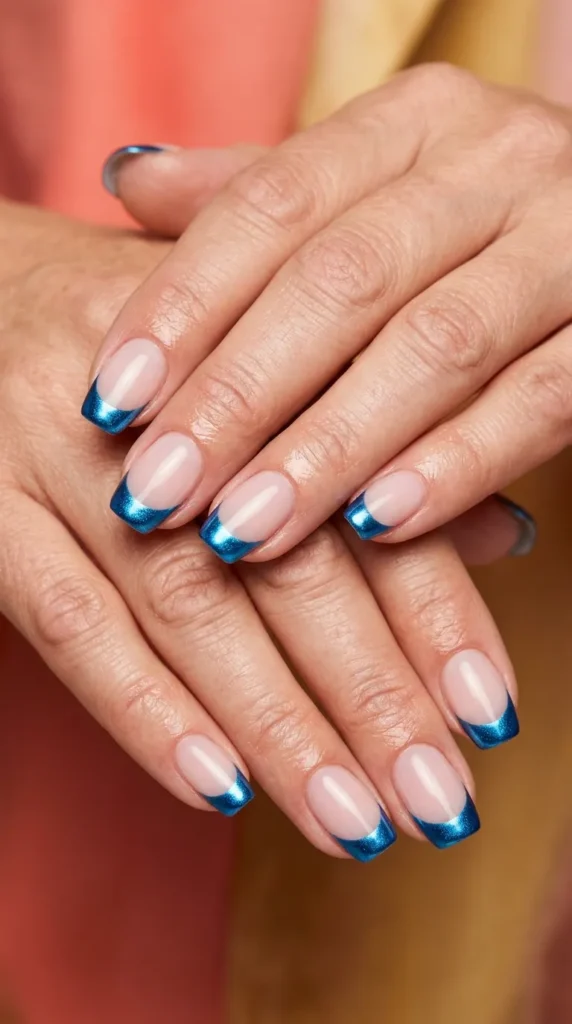 Blue Chrome French Tips