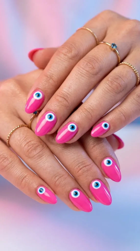 Blue Evil Eye Nails