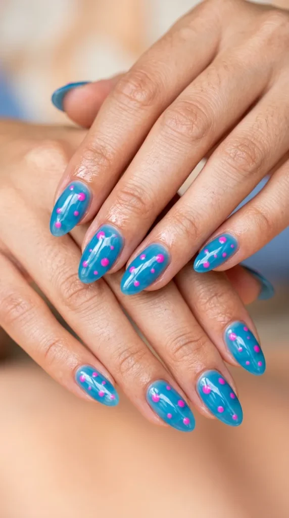 Blue Jelly Gloss Nails