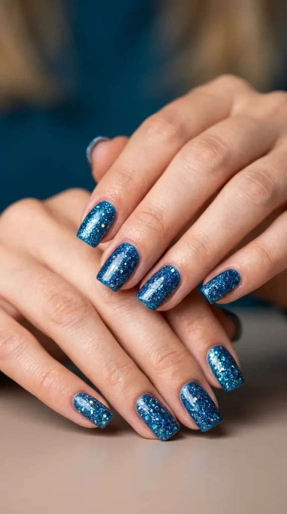 Blue Lagoon Sparkle Nails