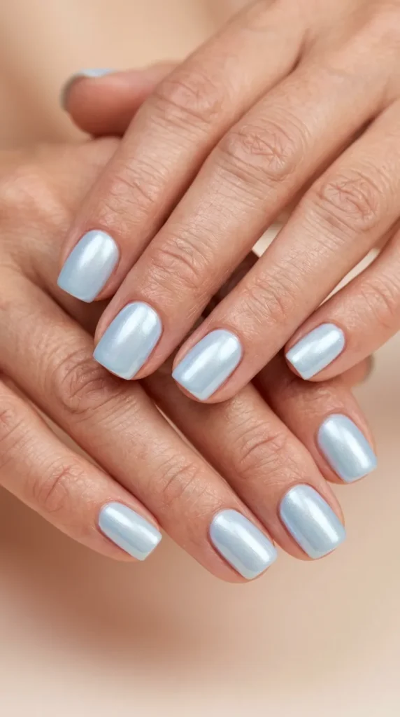 Blue Pearl Glazed Nails
