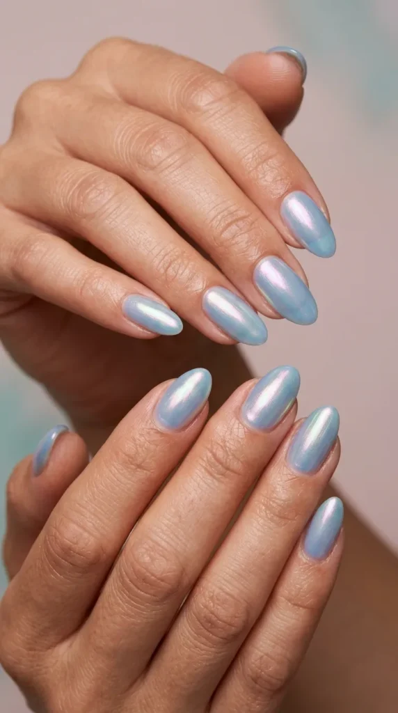Blue Pearl Mermaid Nails