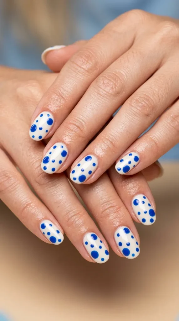 Blue Polka Dot Nails