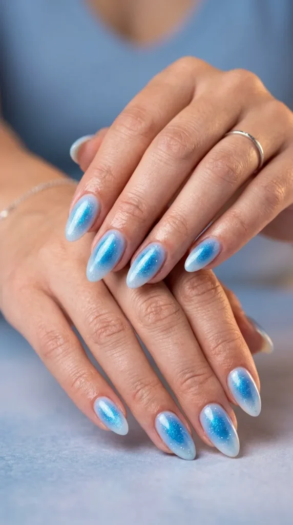 Blue Shimmer Aura Nails