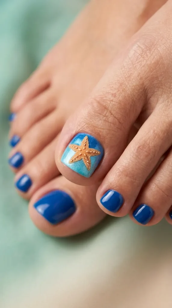 Blue Starfish Nail Art