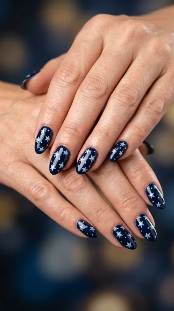 Blue Starry Night Nails