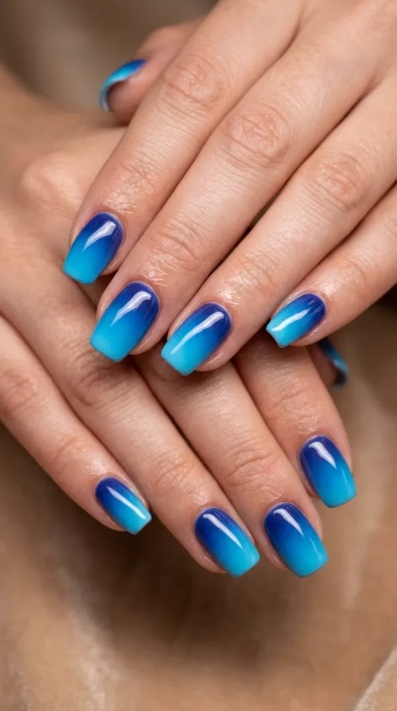 Blue Sunset Ombre Nails