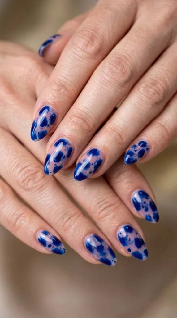 Blue Tortoise Shell Nails