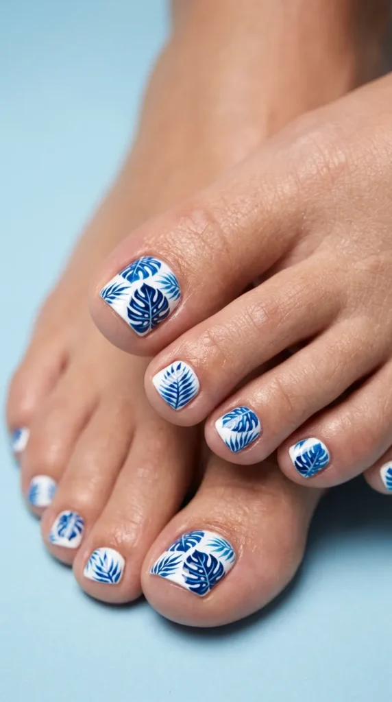 Blue Tropical Leaf Design