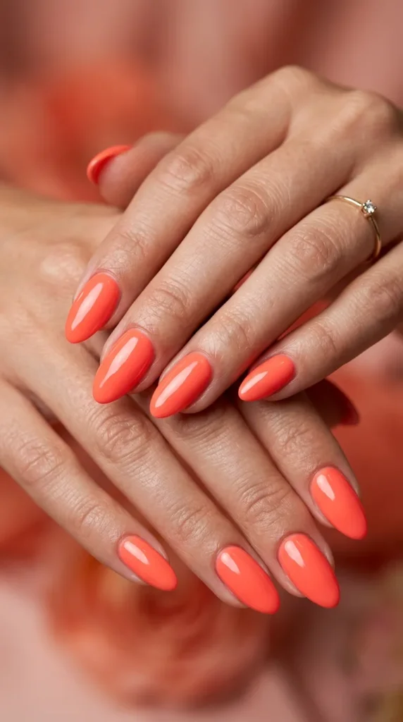 Bright Coral Summer Nail Designs