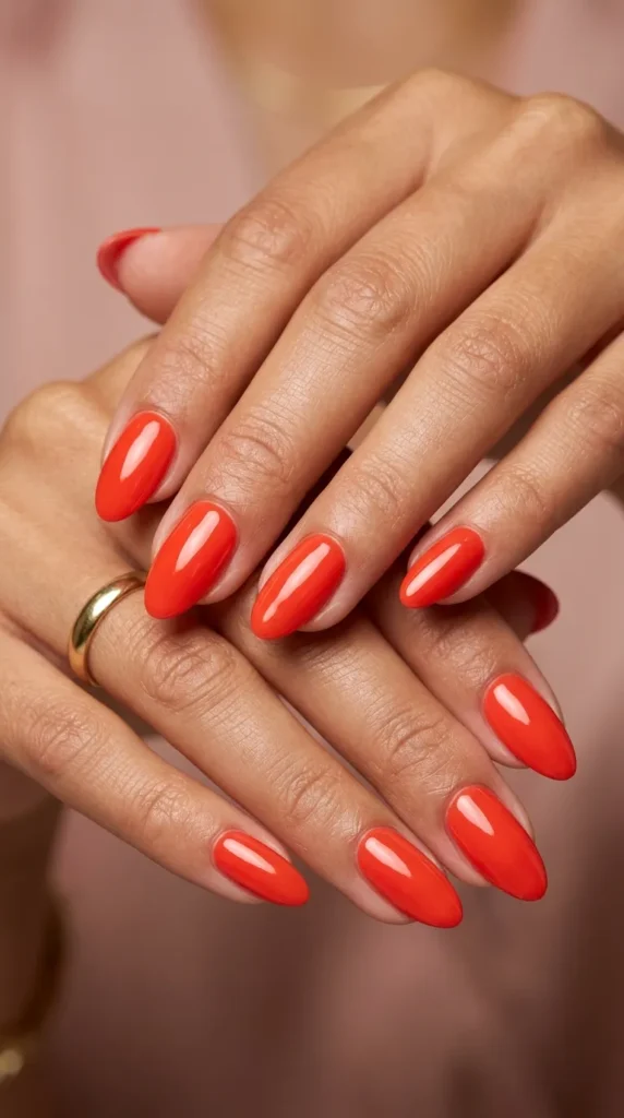 Bright Poppy Red Nails