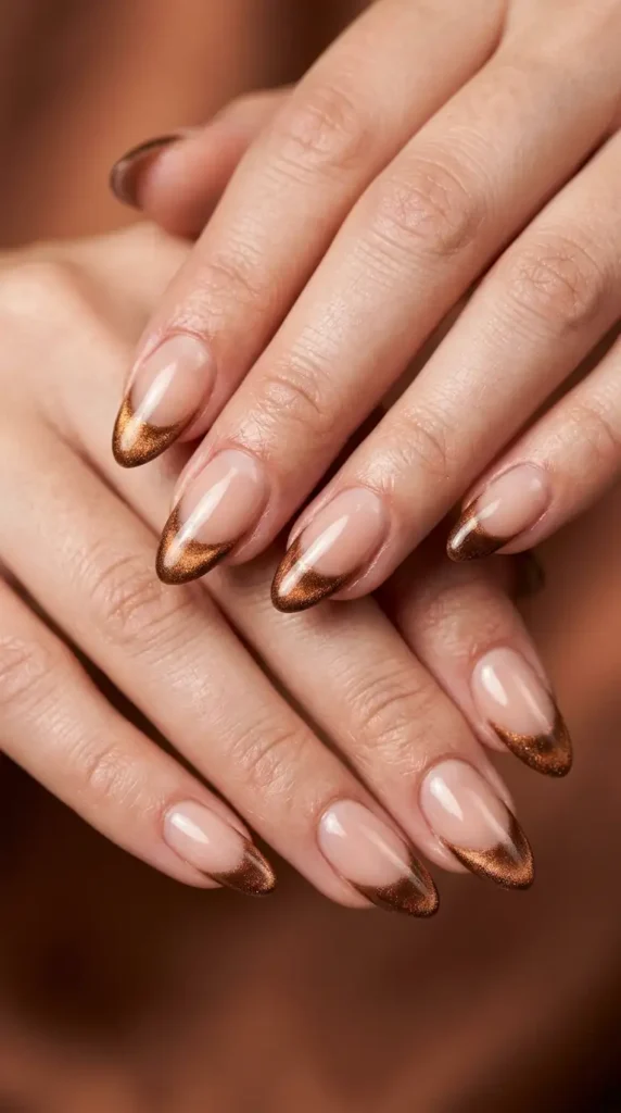 Bronze Cat Eye French Tips