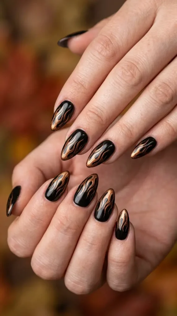 Bronze Flame Nail Art