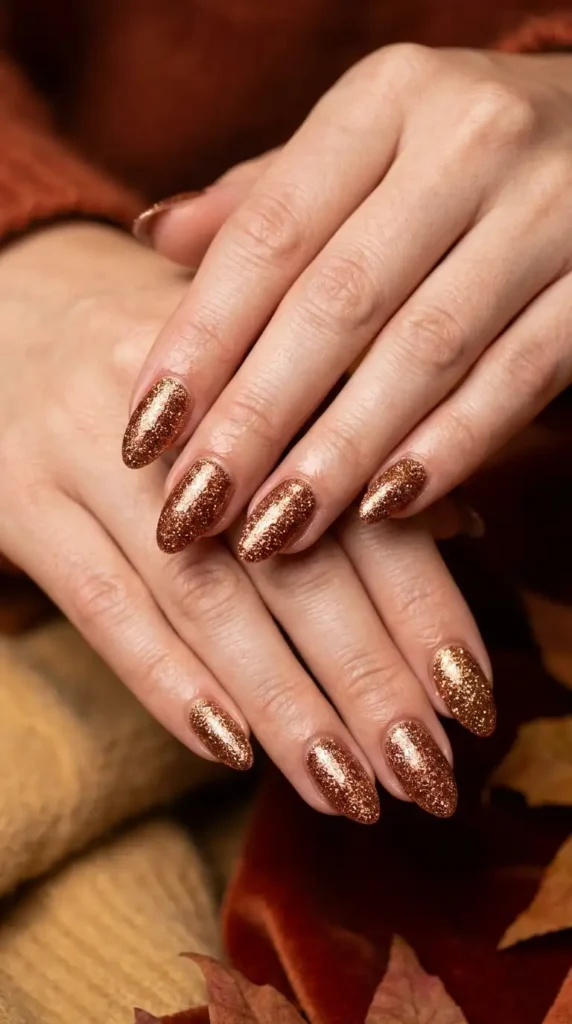 Bronze Glitter Nails