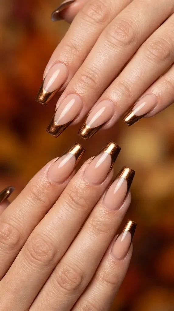 Bronze Metallic French Nails
