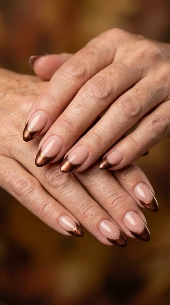 Bronze Metallic French Tips