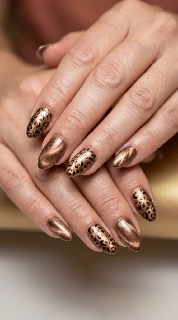 Bronze Metallic Leopard Print