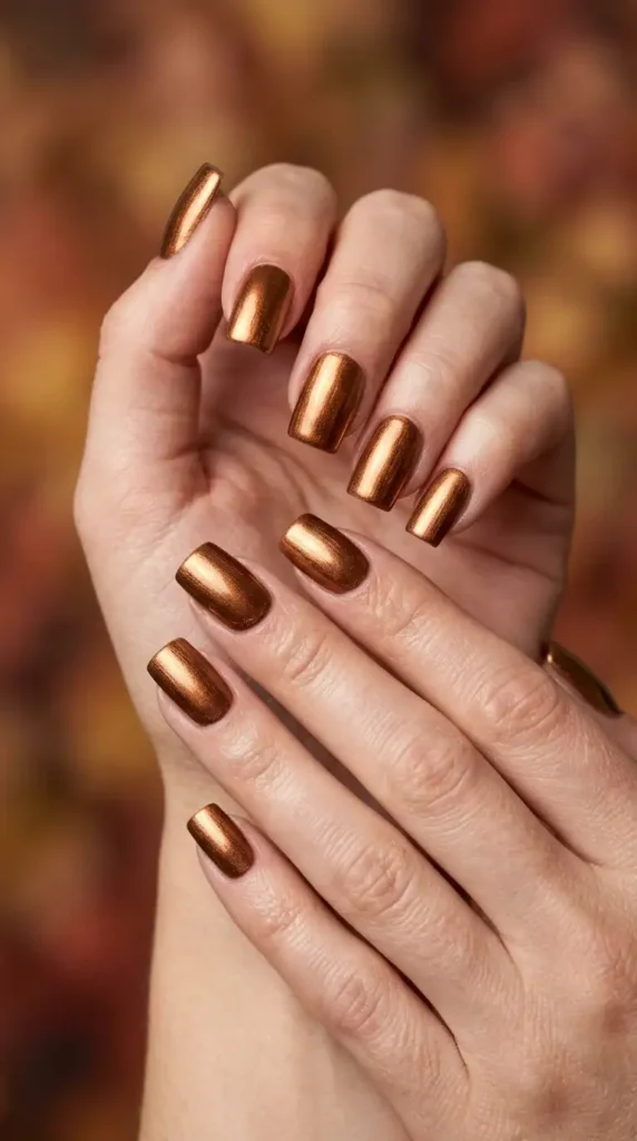 Bronze Metallic Square Nails