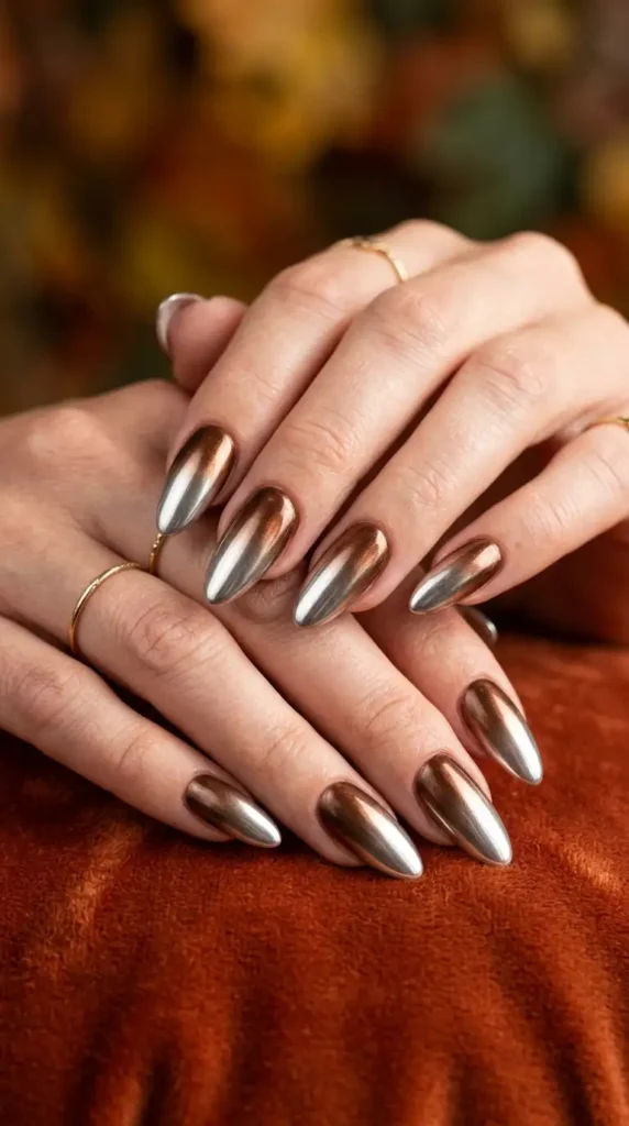 Bronze Ombre Chrome Nails