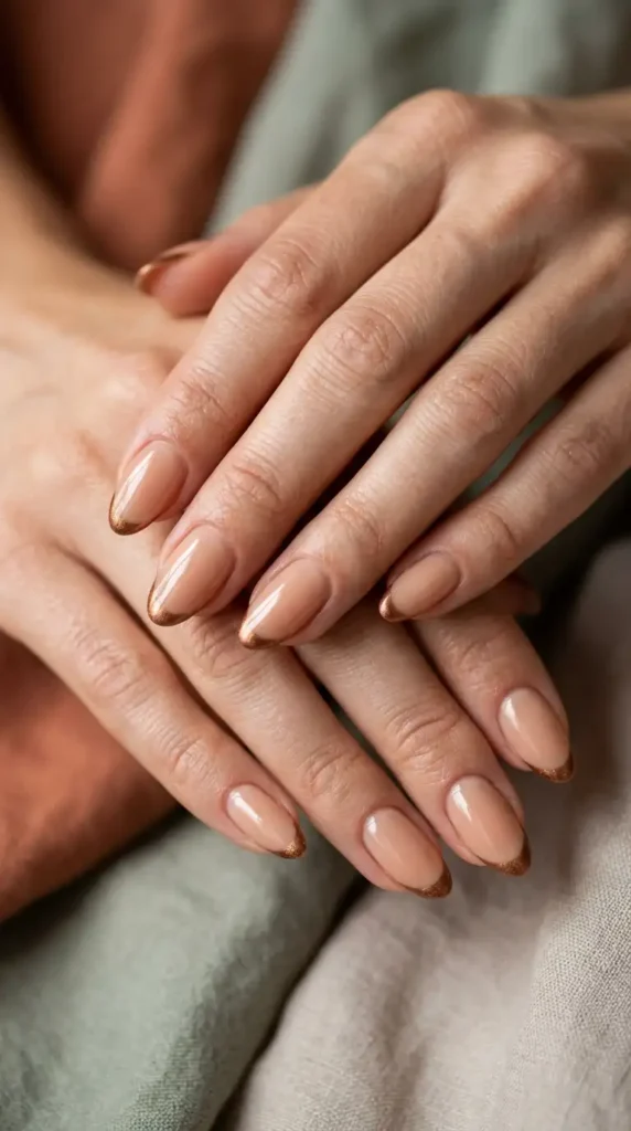 Bronze Tipped Nude Nails