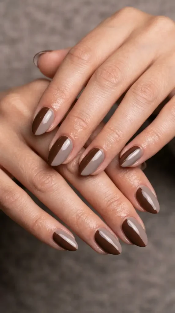Brown and Taupe Minimalist Nails