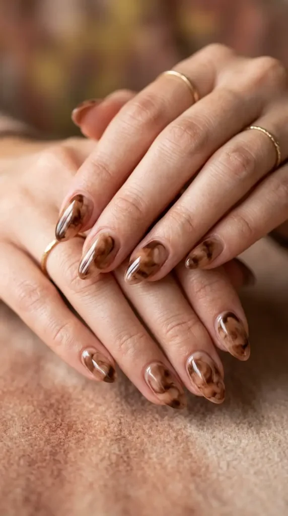 Brown Blooming Gel Nails