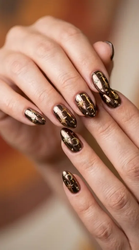 Brown Chrome Base with Glitter Stars