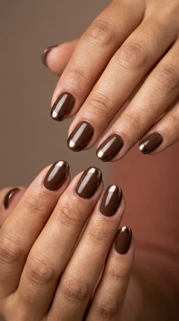 Brown Chrome French Tips