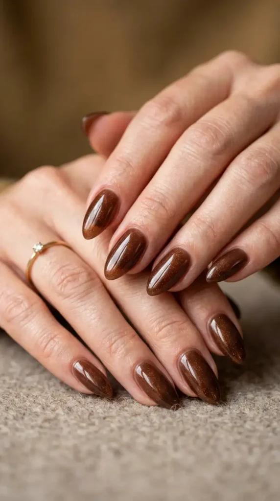 Brown Jelly Nails with Gloss Finish