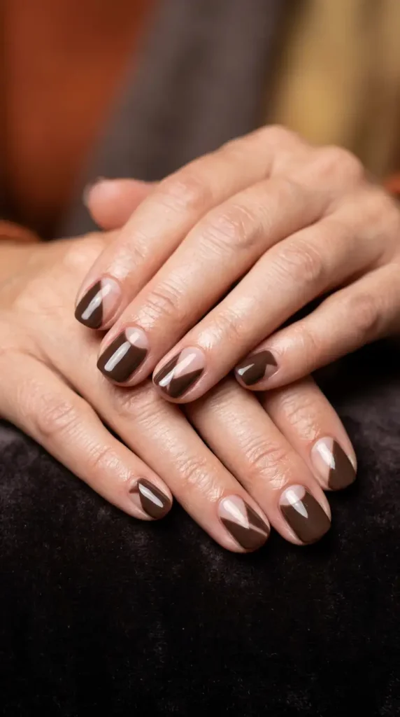 Brown Negative Space Nails