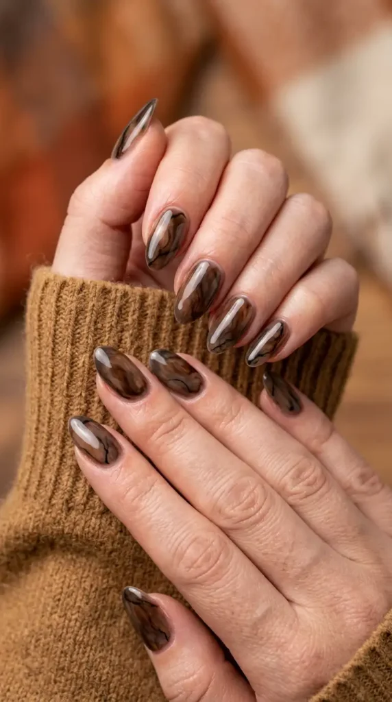 Brown Smoky Quartz Inspired Nails