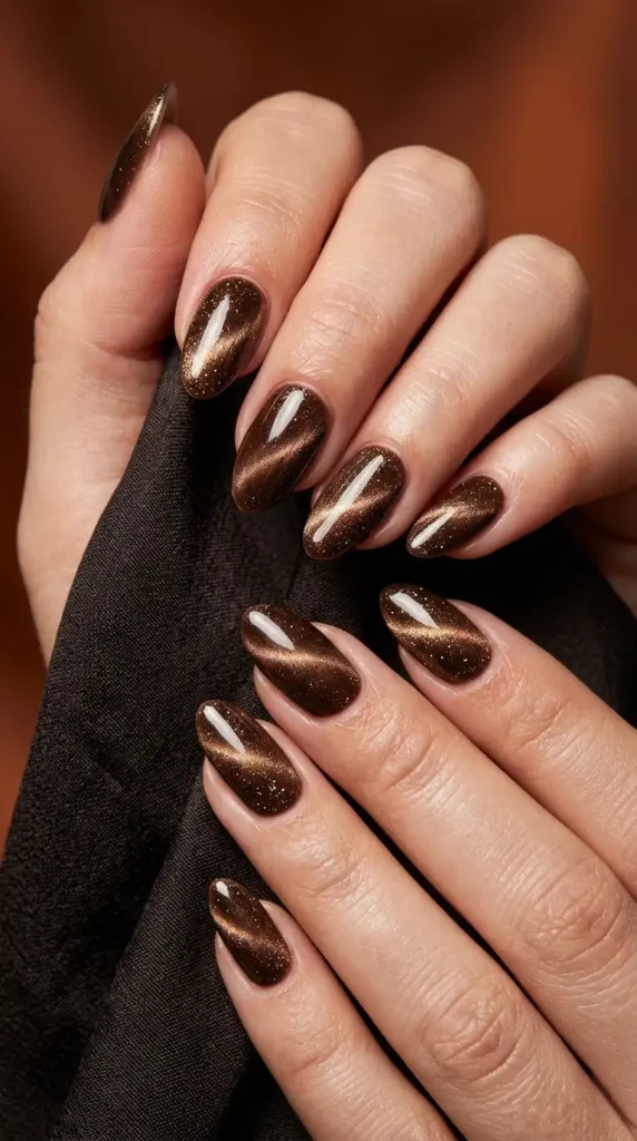 Brown Velvet Cat Eye with Gold Sparkle