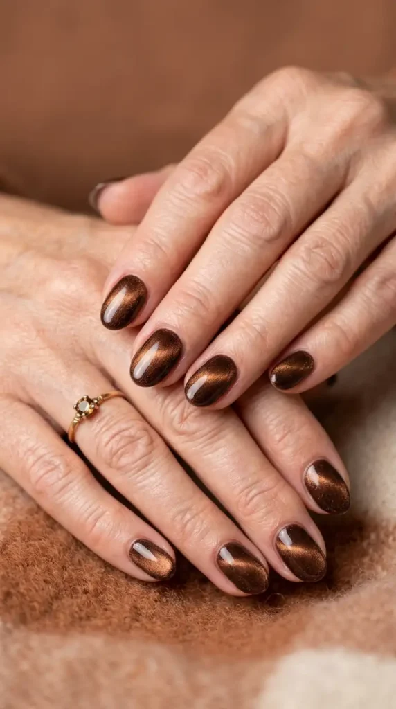 Brown Velvet Magnetic Nails