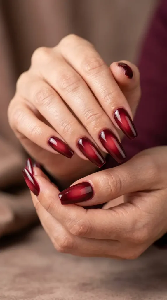 Burgundy Aura Nails
