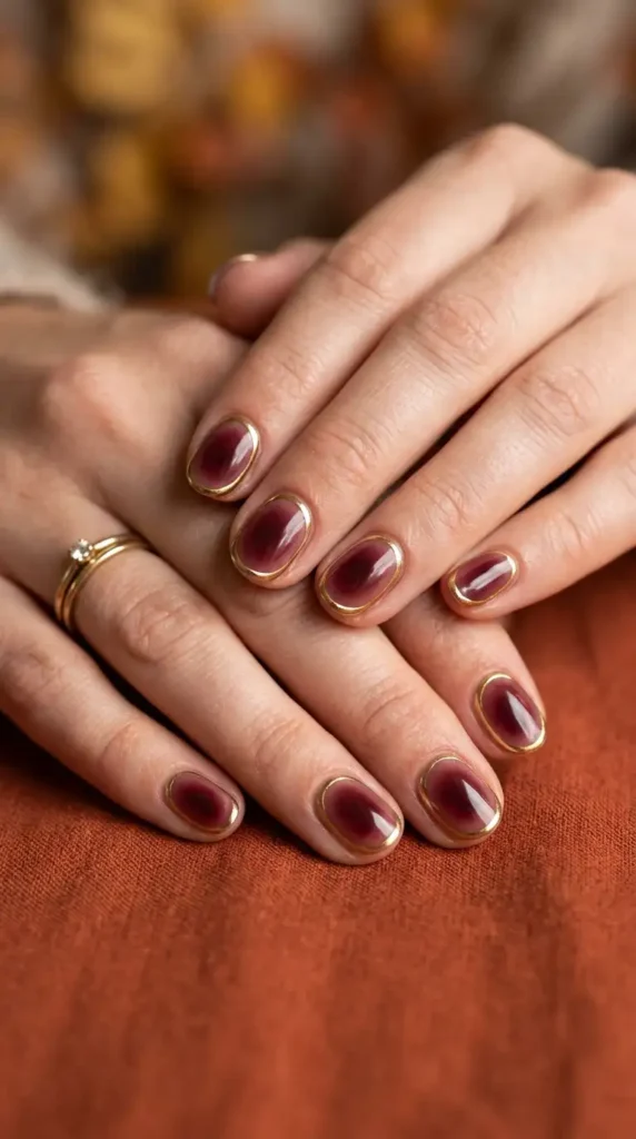 Burgundy Aura with Gold Chrome Outline